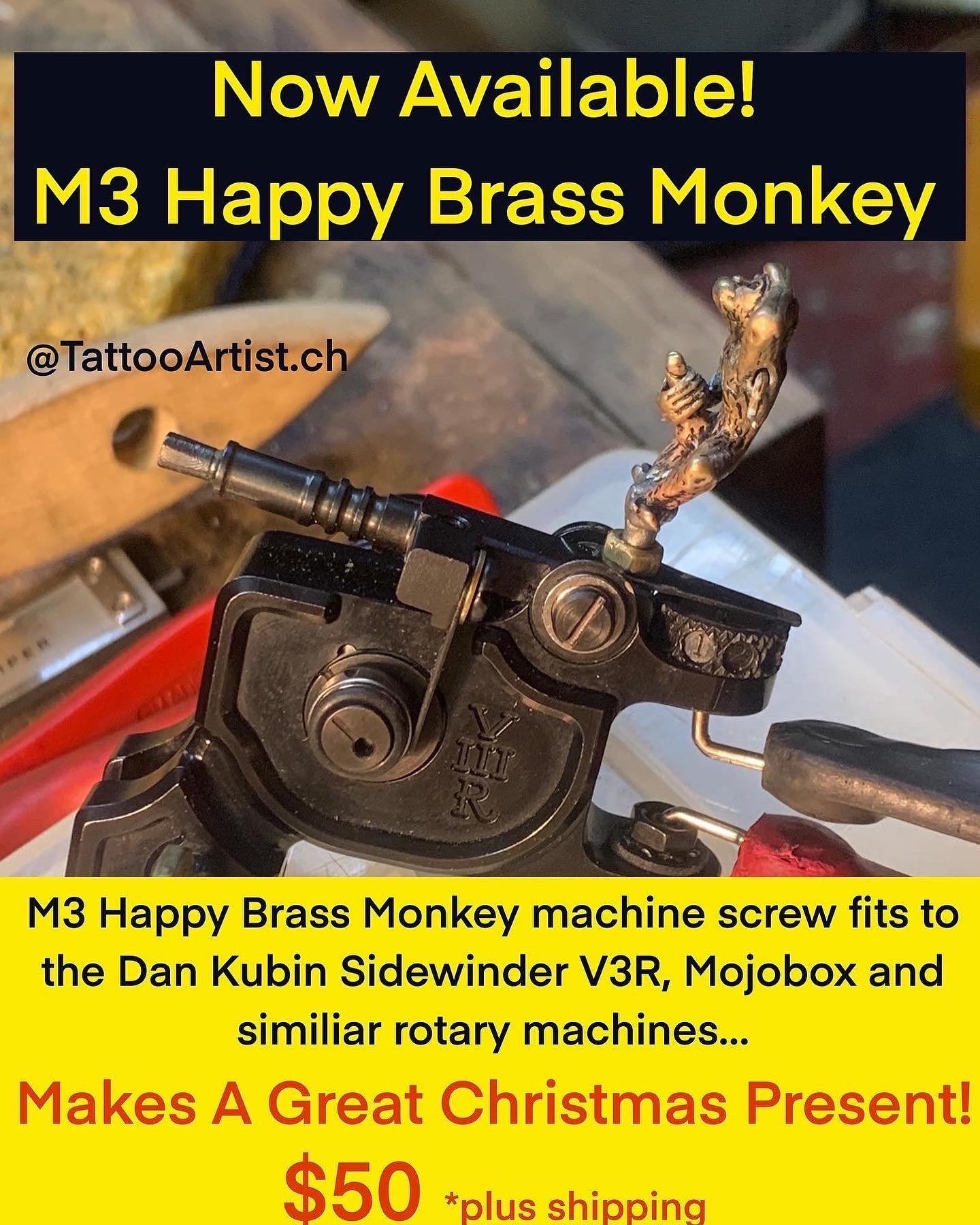 Pimp Your Tattoo Machine - M3 Happy Brass Affe Maschinenschraube Für Drehmaschine & Dan Kubin Maschinen von TattooMemorabilia