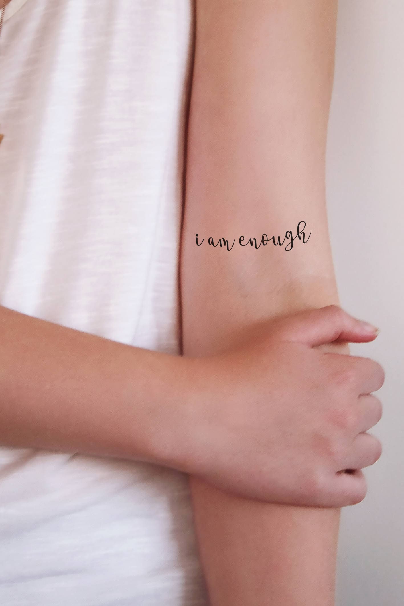 2 Temporäre Tattoos „Ich Bin Genug" | Zitat Temporäres Tattoo Stärkendes Typografie Erhebendes von Tattoorary