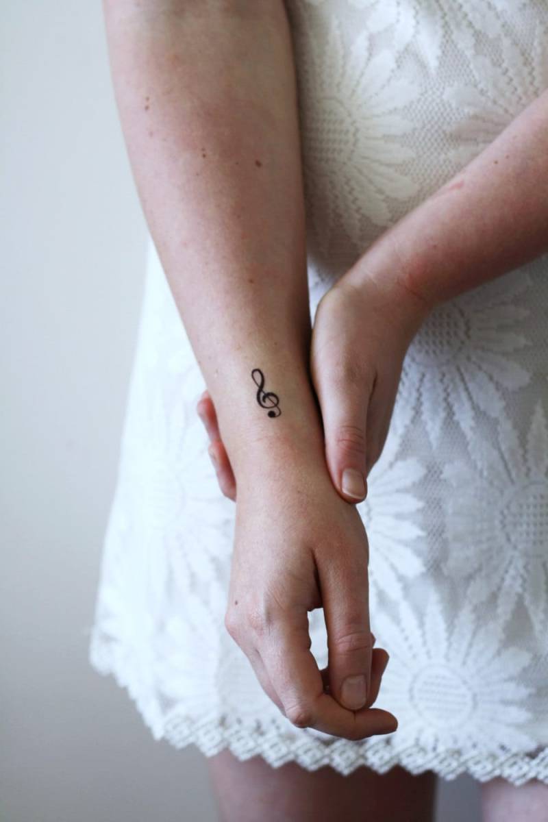 4 Kleine G-Clef Temporäre Tattoos | Kleines Temporäres Tattoo Musik Musik-Geschenkidee Geschenkidee Für Sänger Musiker-Tattoo von Tattoorary