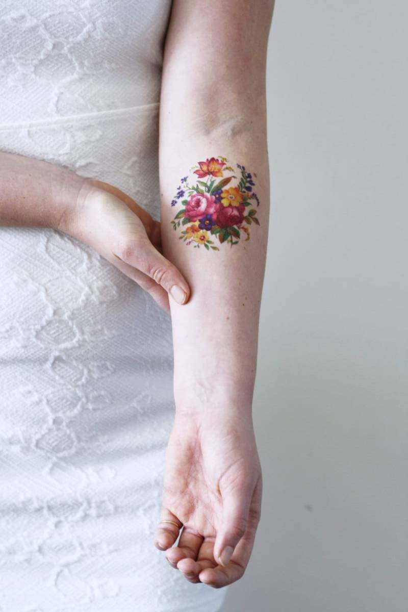 Blumen Temporäres Tattoo | Buntes Vintage Boho Boho von Tattoorary