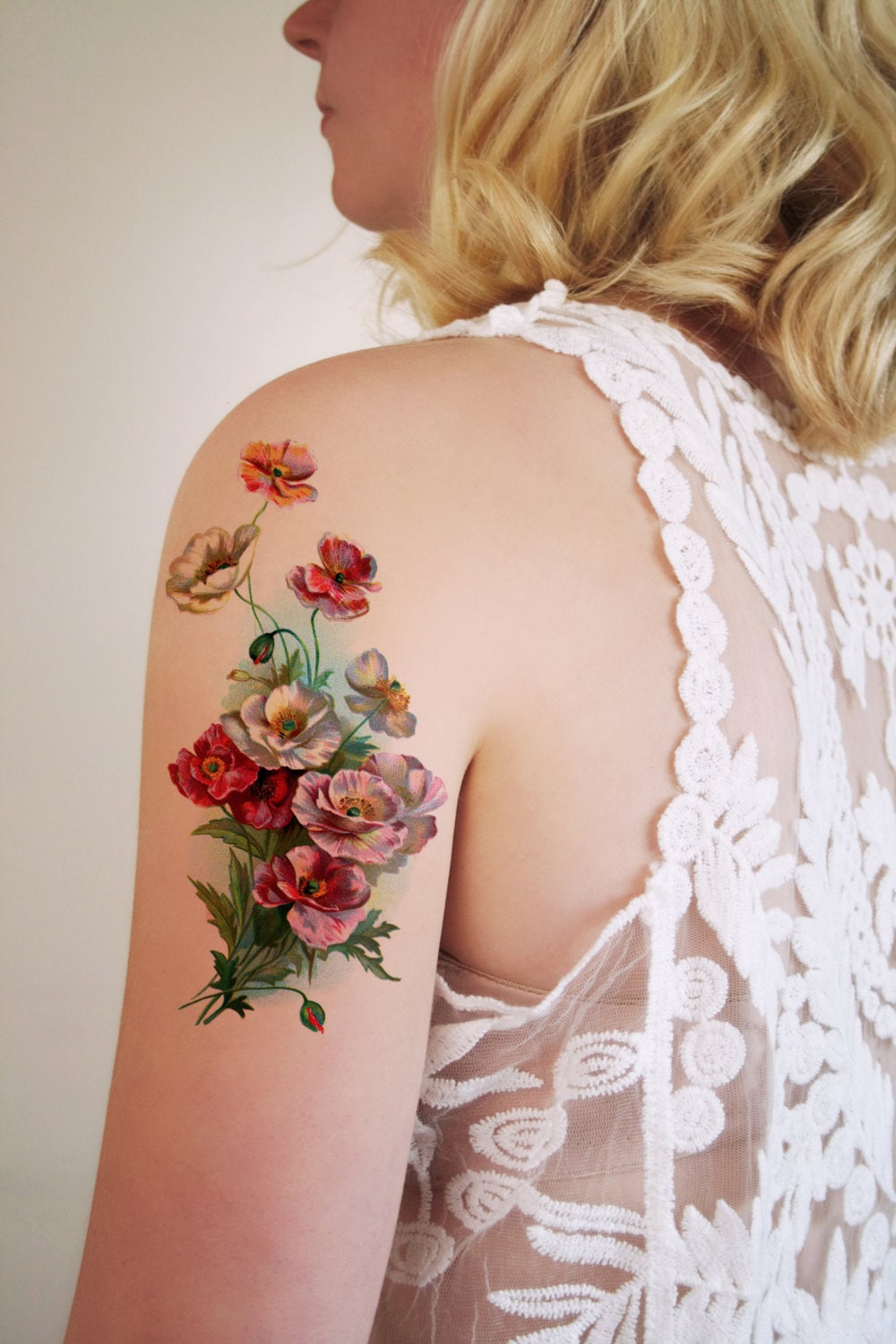 Großes Temporäres Vintage-Blumentattoo | Blume Tattoo Boho Blumen-Fake-Tattoo Boho-Tattoo von Tattoorary