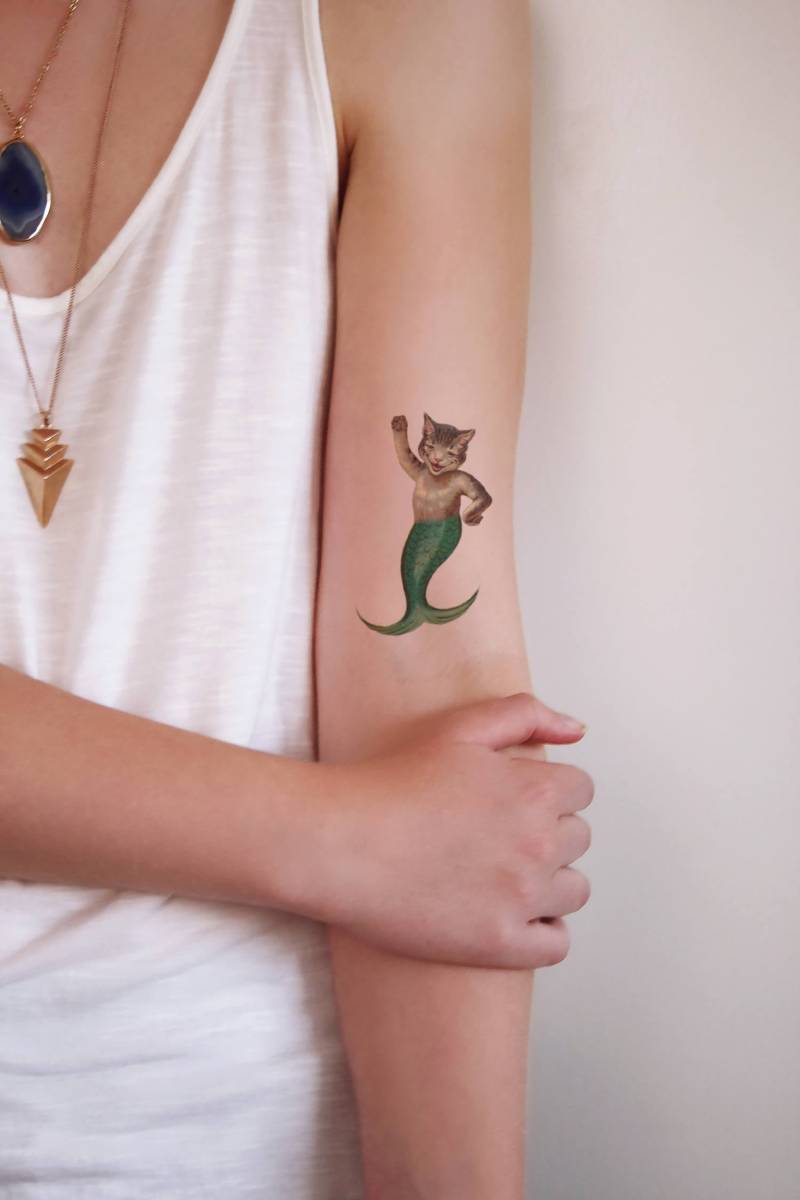 Katze Meerjungfrau Temporäres Tattoo | Purrmaid Katzenliebhaber Katzendame Geschenk Geschenkidee Für Eine von Tattoorary