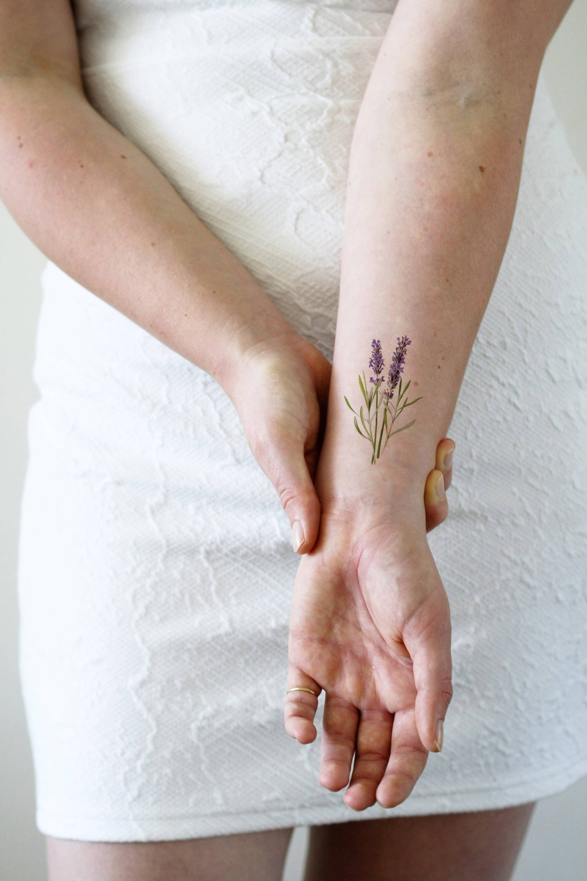 Lavendel Temporäres Tattoo | Florales Vintage Blume Geschenk von Tattoorary