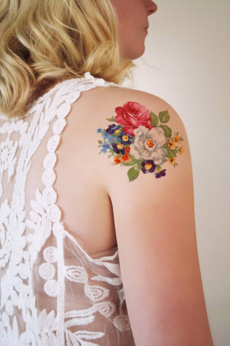 Rundes Florales Temporäres Tattoo | Boho Blumen Geschenk Festival Boho von Tattoorary