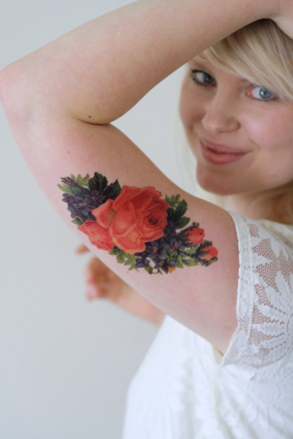 Vintage Florales Temporäres Tattoo | Boho Blume Blumengeschenk Fest von Tattoorary