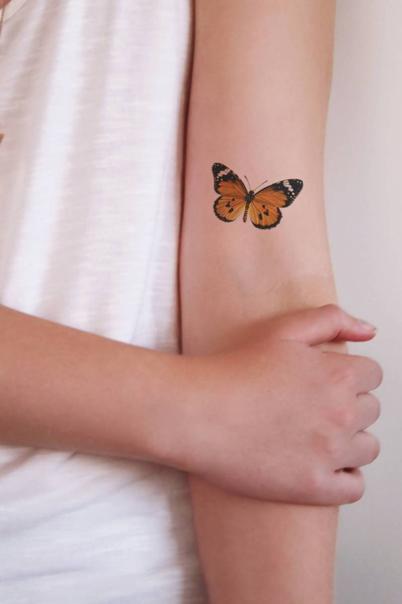 Vintage Orange Schmetterling Temporäres Tattoo | Zubehör Schmuck Boho Geschenk von Tattoorary