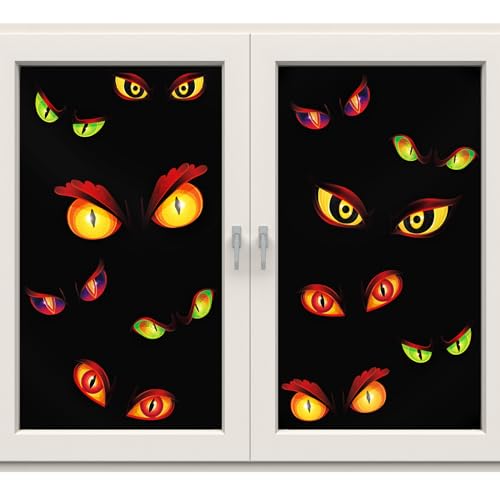 2 Stück Halloween Gruselige Augen Fenster Tür Abdeckungen Halloween Fenster Dekorationen Halloween Hintergrund Türdeko für Haus Klassenzimmer Fenster Tür Dekoration, 153 x 90 cm (Horror) von Tatuo