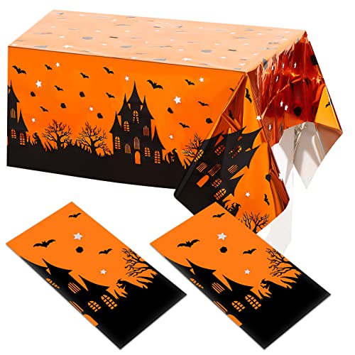 Halloween Tischdecke 2 Stück Kunststoff Halloween Tischtuch Schwarz Orange Einweg Tischdecke Halloween Tisch Dekoration Gruselig Rechteckig Tischdecke Outdoor Party Deko, 54 x 72 Zoll Halloween Tischdecke 2 Stück Kunststoff Halloween Tischtuch Schwarz Orange Einweg Tischdecke Halloween Tisch Dekoration Gruselig Rechteckig Tischdecke Outdoor Party Deko, 54 x 72 Zoll von Tatuo