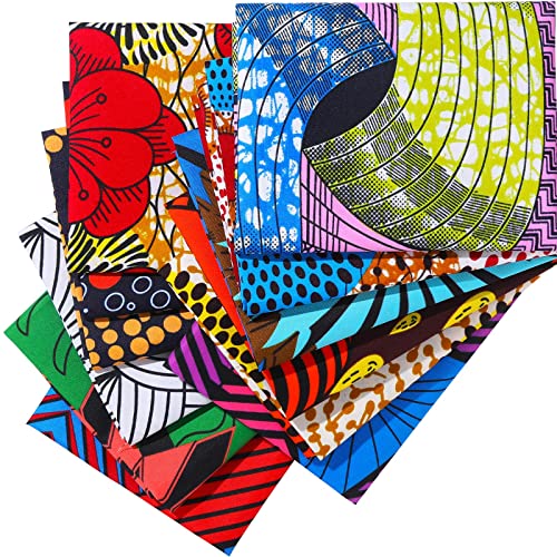 Tatuo 12 Stück afrikanischer Stoff, Fat Quarter, afrikanischer Ankara-Wachsdruck, Stoff zum Nähen, für Gesichtsbedeckung, Bastelprojekte und Patch-Arbeiten zum Selbermachen (45 x 55 cm) von Tatuo