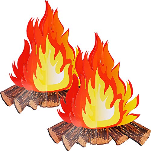 Tatuo 12 Zoll Hohe Künstliche Feuer Gefälschte Flamme Papier 3D Dekorative Pappe Lagerfeuermittelstück Flamme Fackel für Lagerfeuer Partydekorationen (2 Set Stil A) von Tatuo