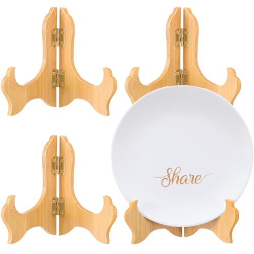 Tatuo 4 Packungen Holzständer, dekorativer Tellerständer für Display, Bilderrahmen, Halter, Staffeleien (Holz, 10,2 cm) von Tatuo