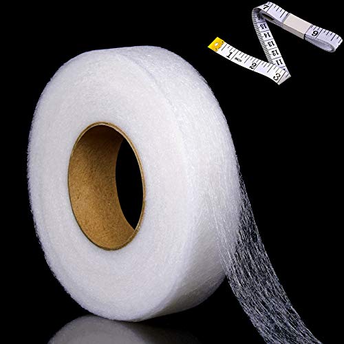 Tatuo 70 Yards Aufbügeln Saumband Extra Breites Netz Stoff Kein Saumband Nähen Rollen Aufbügeln Klebeband mit Maßband für Jeans Säume Vorhang Hose Bekleidung Kleidung (25 mm Breit) von Tatuo