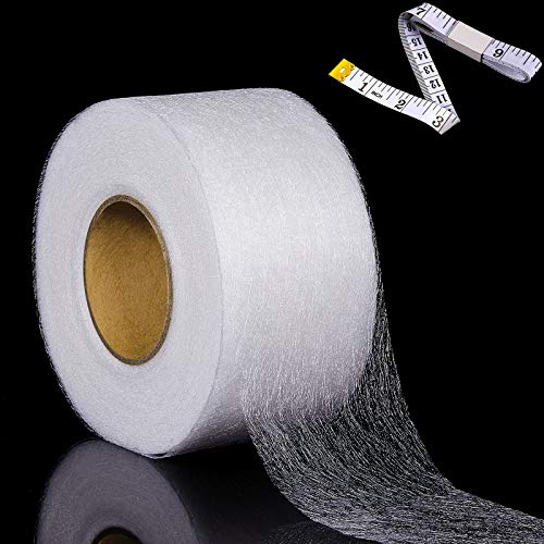 Tatuo 70 Yards Aufbügeln Saumband Extra Breites Netz Stoff Kein Saumband Nähen Rollen Aufbügeln Klebeband mit Maßband für Jeans Säume Vorhang Hose Bekleidung Kleidung (60 mm Breit) von Tatuo