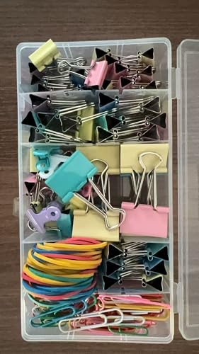 Tatxmalv 199 Stück Foldback Klammern Set, 19mm/25mm/32mm Büroklammer Bunt Binder Clips mit Mini Clips und Gummiband, Binder Clips Metall für Büros, Schulen und Tägliche Verwendung (Farbe) von Tatxmalv