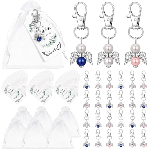 Tatxmalv 36 Stück Exquisit Engelanhänger, Schutzengel Anhänger Hohe Qualität, mit Weißer Organgarnsack und Kraftpapierhängedekoration, für Hochzeiten, Geburtstage, Abschlussfeierlichkeiten (A) von Tatxmalv