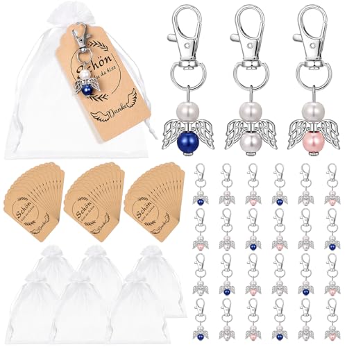 Tatxmalv 36 Stück Exquisit Engelanhänger, Schutzengel Anhänger Hohe Qualität, mit Weißer Organgarnsack und Kraftpapierhängedekoration, für Hochzeiten, Geburtstage, Abschlussfeierlichkeiten (B) von Tatxmalv