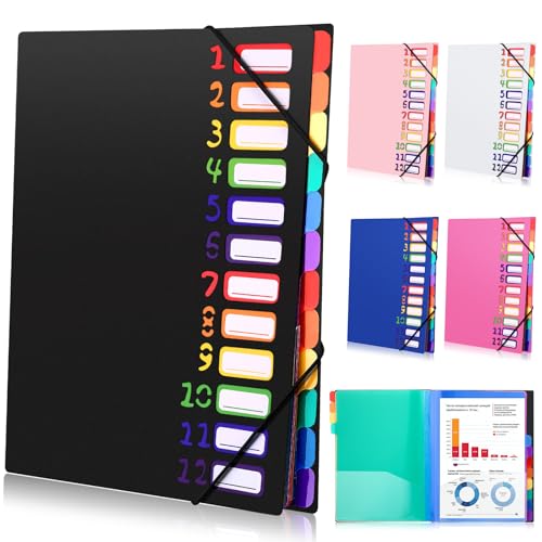 Tatxmalv A4 Dokumentenmappe, Fächermappe, Dokumentenmappe mit 12 Fächer, Mappe Organizer mit Gummizug für Büro Dokumente, Schule Hausaufgaben und Papier, Wasserdicht, mit Etikett (Schwarz) von Tatxmalv