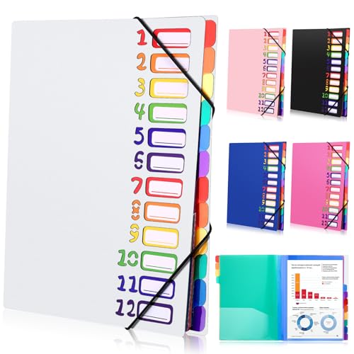 Tatxmalv A4 Dokumentenmappe, Fächermappe, Dokumentenmappe mit 12 Fächer, Mappe Organizer mit Gummizug für Büro Dokumente, Schule Hausaufgaben und Papier, Wasserdicht, mit Etikett (Weiß) von Tatxmalv