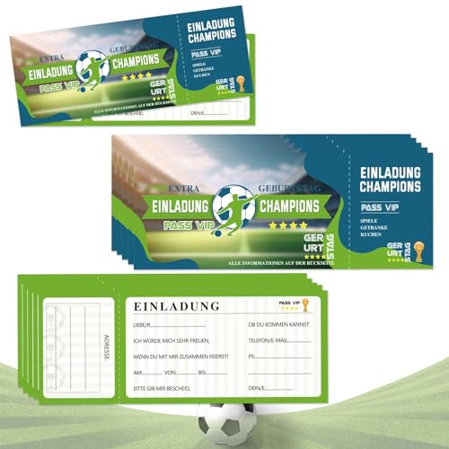 Taufe Eintrittskarte Fussball Einladungskarten 12 x Kindergeburtstag Partyeinladungen Einladungskarten Fußball-Party 18 * 7cm die Kinder für alle Fußballbegeisterten Jungen und Mädchen Taufe Eintrittskarte Fussball Einladungskarten 12 x Kindergeburtstag Partyeinladungen Einladungskarten Fußball-Party 18 * 7cm die Kinder für alle Fußballbegeisterten Jungen und Mädchen von Taufe
