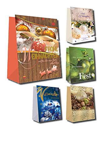 Taunus Grußkarten Verlag 10 Geschenktüten Weihnachten MEDIUM - 5 Motive 22-2022 Geschenktaschen Geschenktüten Tragetaschen von Taunus Grußkarten Verlag