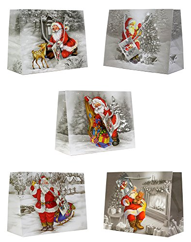 Taunus Grußkarten Verlag 10 Geschenktüten Weihnachten MEDIUM-Quer - 5 Motive 22-8868 Geschenktaschen Geschenktüten Tragetaschen von Taunus Grußkarten Verlag