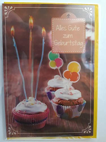 3D Karte Glückwunschkarte Geburtstag, Doppelkarte m. Umschlag Wackelkarte Hologrammkarte Cupcakes Muffins von Taunus Verlag