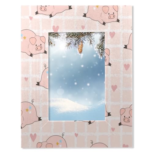 Casual Pig Bilderrahmen für Tischdekoration, Wandmontage, Holz-Bilderrahmen, passend für 10 x 15 cm oder 8,9 x 12,7 cm große Bilder für Zuhause, Büro, Dekoration, Foto-Display, Massivholzrahmen von Tavisto