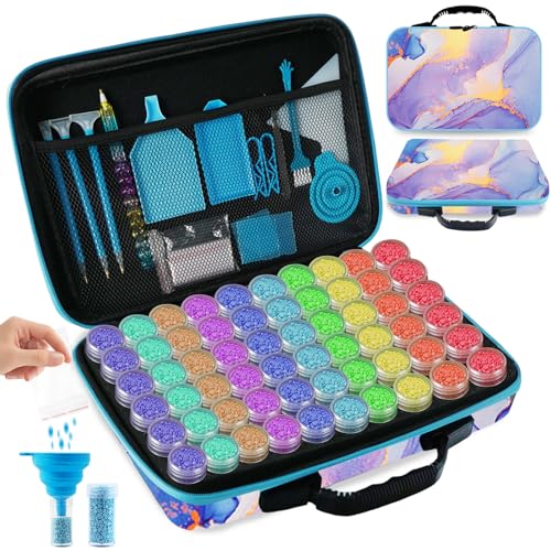 TAVOLOZZA Diamond Painting Zubehör Boxen 60 Slots Diamant Malerei Zubehör und Werkzeuge Diamantene Kunst Aufbewahrungs-Kits Diamant-Malkoffer und Aufbewahrungsbox für Erwachsene und Kinder von Tavolozza Fine Arts