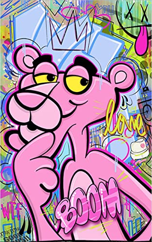 Abstrakte Graffiti Mode Pink Panther Leinwand Kunst Poster Malerei Spray Street Art Wanddekoration Gedruckte Bilder für Wohnzimmer, 30 x 40 cm ohne Rahmen von Taxpy