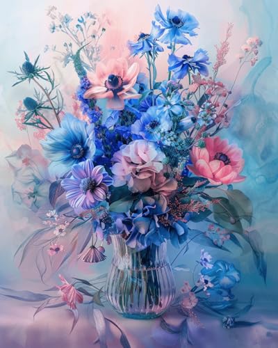DIY Malen Nach Zahlen Pinsel Set（Diy-Rahmen）30x40cm Blumen In Einer Vase Malen-Nach-Zahlen-Sets，Ölgemälde-Set Auf Leinwand，Kunsthandwerk，Acrylpigment，Zeichnung，Malerei Als Geschenk，Wanddekorati von Taxpy