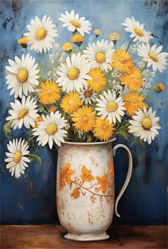 DIY Malen Nach Zahlen Pinsel Set（Diy-Rahmen）30x40cm Chrysanthemen In Einer Vase Malen-Nach-Zahlen-Sets，Ölgemälde-Set Auf Leinwand，Kunsthandwerk，Acrylpigment，Zeichnung，Malerei Als Geschenk，Wandd von Taxpy