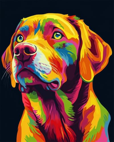 DIY Malen Nach Zahlen Set（Kein Rahmen）30x40cm Farbiger Hund Malen-Nach-Zahlen-Sets，Ölgemälde-Set Auf Leinwand，Kunsthandwerk，Acrylpigment，Zeichnung，Malerei Als Geschenk，Wanddekoration Für Zuhaus von Taxpy