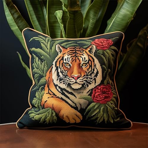 Diy Knüpfkissen Mit Vordruck Retro Tiger Tier Teppich Kissen Kissenbezug Bastelset, Verschlusshaken Kits Stickerei Für Erwachsene Und Anfänger 17x17in Diy Knüpfkissen Mit Vordruck Retro Tiger Tier Teppich Kissen Kissenbezug Bastelset, Verschlusshaken Kits Stickerei Für Erwachsene Und Anfänger 17x17in von Taxpy