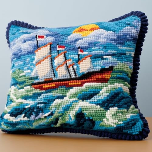 Diy Knüpfkissen Set Meer Segelboot Haken Verschluss Kit Kissenbezug Teppich Bedrucktes Kissen H?kelgarn Stickerei Dekoration 17X17In B Diy Knüpfkissen Set Meer Segelboot Haken Verschluss Kit Kissenbezug Teppich Bedrucktes Kissen H?kelgarn Stickerei Dekoration 17X17In B von Taxpy
