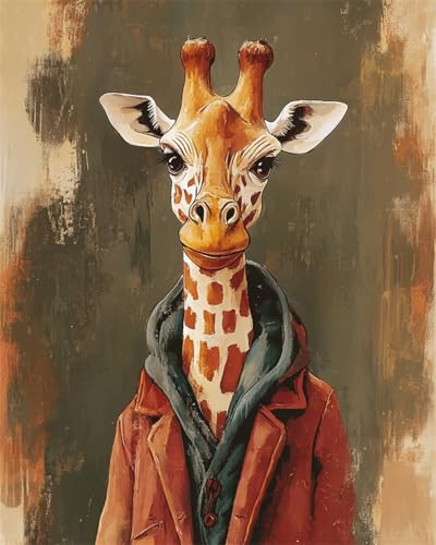 Diy Stickbilder Erwachsene Cartoon-Giraffe Trägt Kleidung Diy-Perlenstickerei, Gestempeltes Perlen-Kreuzstich-Set, Geschenk Für Freunde 40x50cm von Taxpy