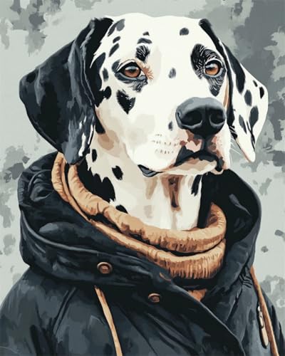 Diy Stickbilder Erwachsene Cartoon-Hund Trägt Kleidung Diy-Perlenstickerei-Materialpaket, Handgefertigtes Stereoskopisches Foto, Ornament, Geschenk 40x50cm von Taxpy
