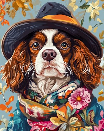 Diy Stickbilder Erwachsene Cartoon-Hund Trägt Kleidung Perlen-Kreuzstich-Stickset, Rocailles-Perlens, Nadelspitze, Handarbeit 40x50cm von Taxpy