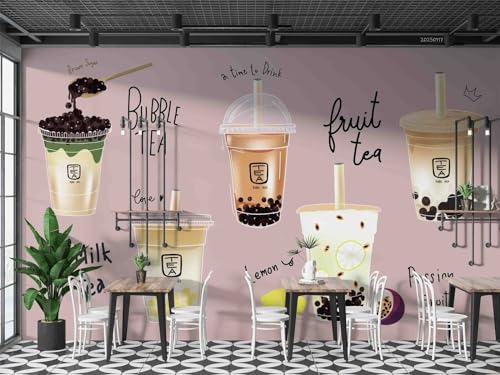 Fototapete 3D-Hintergrundbild „Bubble Tea Shop“, 274 x 254 cm Wandaufkleber Kinderzimmer Wandsticker Wohnzimmer Sticker Hintergrund Wandbilder von Taxpy