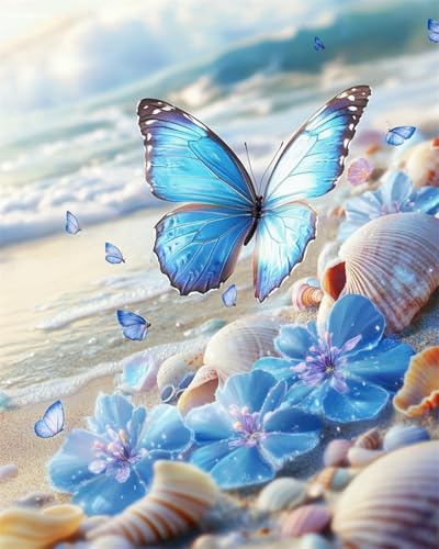 Taxpy 11CT Blaue Schmetterlingsblume Diy Stickbilder Erwachsene Fantasy Beach Kreuzstich-Set,Bedrucktes Muster,Nadelspitzen-Sets,Stickerei,Basteln Für Erwachsene,Anfänger,Geschenk 30x40cm Taxpy 11CT Blaue Schmetterlingsblume Diy Stickbilder Erwachsene Fantasy Beach Kreuzstich-Set,Bedrucktes Muster,Nadelspitzen-Sets,Stickerei,Basteln Für Erwachsene,Anfänger,Geschenk 30x40cm von Taxpy