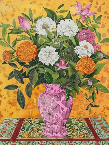 Taxpy 11CT Blumen In Einer Vase Diy Kreuzstich Set Vorgedruckt Fantasieblumen Kreuzstichmuster-Sets，Nadelspitzen-Set Für Erwachsene Und Anfänger，Stickset Zum Basteln Für Die Heimdekoration 80x100cm von Taxpy