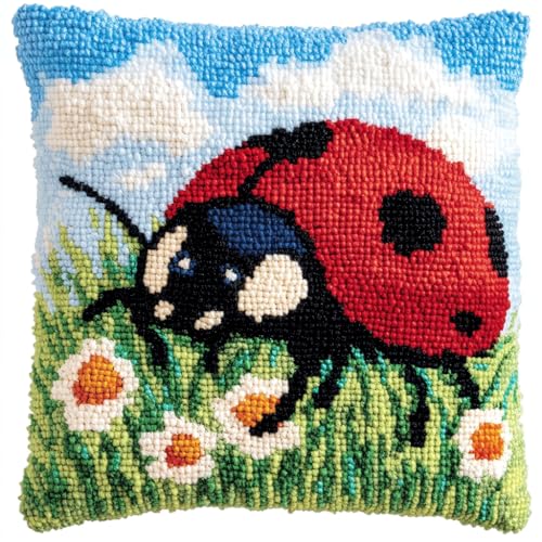 Taxpy DIY Latch Cushion Kit, Cartoon-Marienkäfer Knotting Set, Kreuzstich Knüpfkissen Knüpfset Knüpfhaken,Stickerei Knüpf-Sets, Knotting and Weaving Set 43x43cm Taxpy DIY Latch Cushion Kit, Cartoon-Marienkäfer Knotting Set, Kreuzstich Knüpfkissen Knüpfset Knüpfhaken,Stickerei Knüpf-Sets, Knotting and Weaving Set 43x43cm von Taxpy