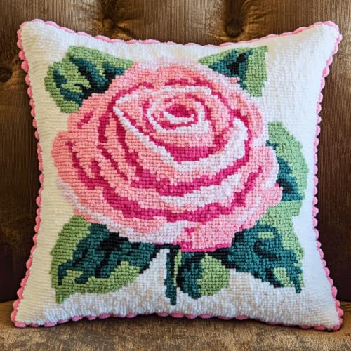Taxpy DIY Latch Cushion Kit, Rosa Rosenblüte Knotting Set, Kreuzstich Knüpfkissen Knüpfset Knüpfhaken,Stickerei Knüpf-Sets, Knotting and Weaving Set 43x43cm Taxpy DIY Latch Cushion Kit, Rosa Rosenblüte Knotting Set, Kreuzstich Knüpfkissen Knüpfset Knüpfhaken,Stickerei Knüpf-Sets, Knotting and Weaving Set 43x43cm von Taxpy
