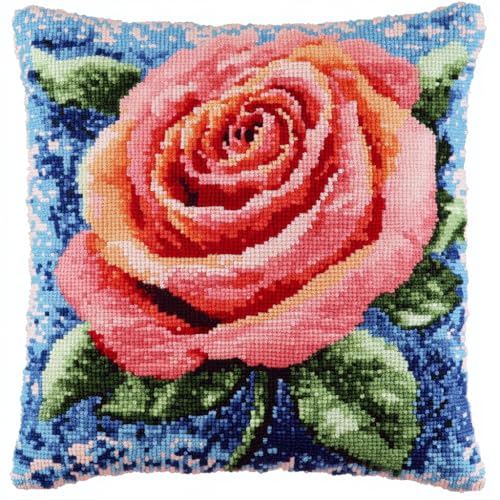 Taxpy DIY Latch Cushion Set, Die Rose Latch Hook Kits, Cushion Cover, Embroidery Rug Set,Crochet Cushion, Knüpfkissen Knüpfset, 43x43cm von Taxpy