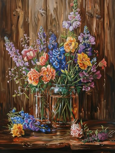 Taxpy DIY Malen-Nach-Zahlen（Diy-Rahmen） 40x50cm Blumen In Einer Vase Malen Nach Zahlen Für Erwachsene，Anfänger，Ölgemälde-Set Auf Leinwand，Wanddekoration Für Zuhause Und Das Büro von Taxpy