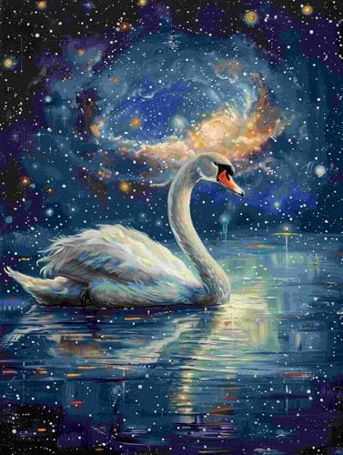 Taxpy DIY Malen-Nach-Zahlen（Diy-Rahmen） 40x50cm Fantasie Schwan Tier Ölgemälde-Sets Auf Leinwand Mit Pinseln Und Acrylpigment，Für Die Heimdekoration von Taxpy
