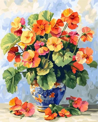Taxpy DIY Malen-Nach-Zahlen（Kein Rahmen） 50x70cm Bunte Blumen In Der Vase Digitales Malen Nach Zahlen Auf Leinwand Für Anfänger，Erwachsene，Als Geschenk，Wanddekoration Für Zuhause von Taxpy