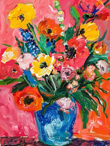 Taxpy DIY Malen Nach Zahlen Pinsel Set（Diy-Rahmen） 30x40cm Abstrakte Bunte Blumen Malen-Nach-Zahlen-Set，Dekorative Gemälde Für Erwachsene Und Kinder Und Kinder von Taxpy