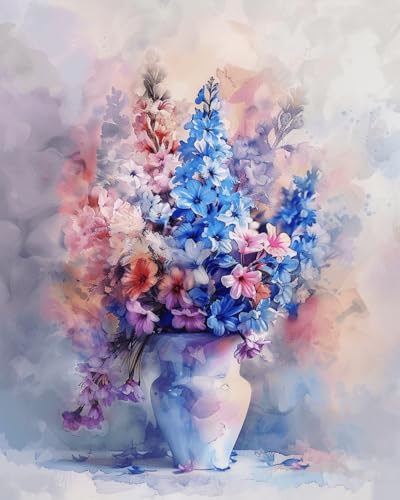Taxpy DIY Malen Nach Zahlen Pinsel Set（Diy-Rahmen） 30x40cm Blumen In Einer Vase Malen-Nach-Zahlen-Sets Für Erwachsene，Einfaches Acrylpigment，Zeichnung，Malerei，Wanddekoration Für Zuhause von Taxpy