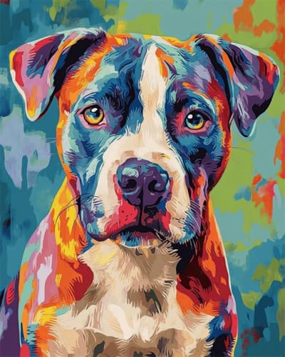 Taxpy DIY Malen Nach Zahlen Pinsel Set（Diy-Rahmen） 30x40cm Cartoon-Hundetier Malen-Nach-Zahlen-Set，Malen Nach Zahlen，Dekorative Gemälde Für Erwachsene Und Kinder von Taxpy