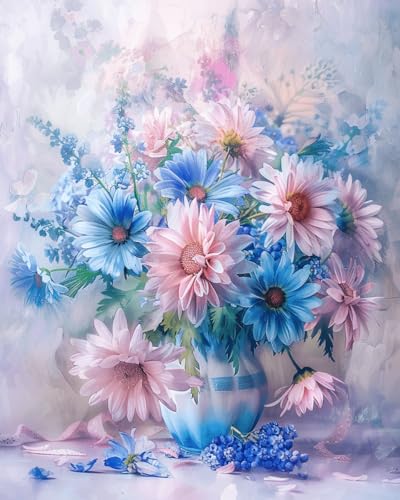 Taxpy DIY Malen Nach Zahlen Pinsel Set（Kein Rahmen） 40x50cm Blumen In Einer Vase Digitales Malen Nach Zahlen Auf Leinwand Für Anfänger，Erwachsene，Als Geschenk，Wanddekoration Für Zuhause von Taxpy